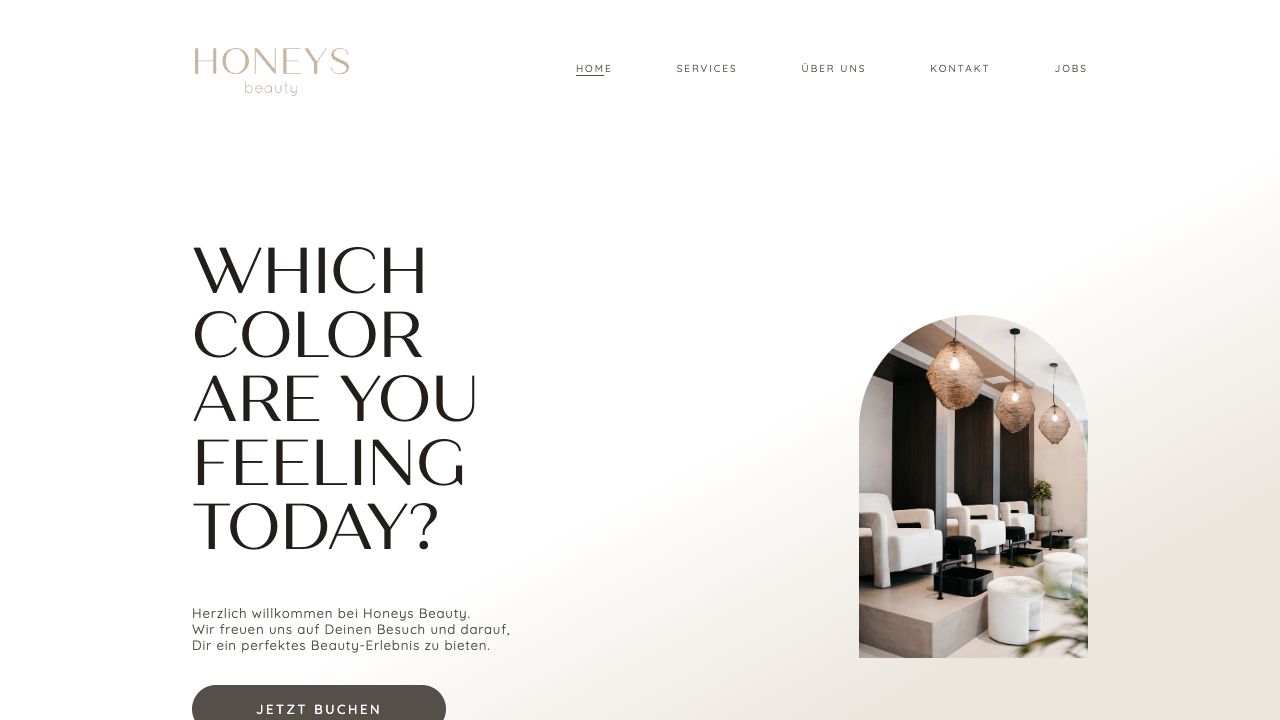 Echter Screenshot der Honeys Beauty Website